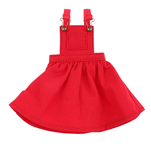 perfeclan Vestido de Muñeca Pinfore Dress Pinfore con para 12 Pulgadas Blythe Muñeca Ropa - Rojo