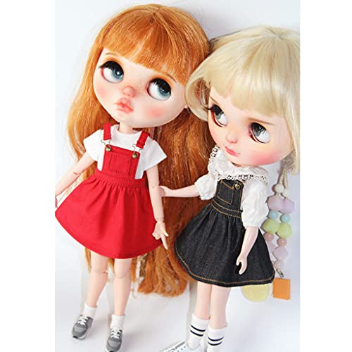 perfeclan Vestido de Muñeca Pinfore Dress Pinfore con para 12 Pulgadas Blythe Muñeca Ropa - Rojo