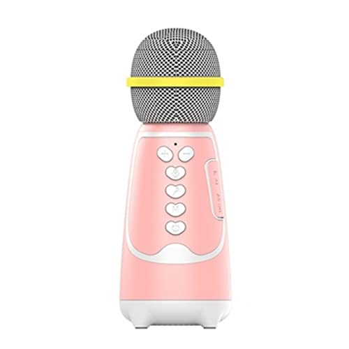Petrichori Micrófono de Karaoke inalámbrico de Mano portátil para niños, Altavoz para niños, Reproductor de KTV para el hogar, micrófono para niños, Juguetes Musicales para niños, Rosa