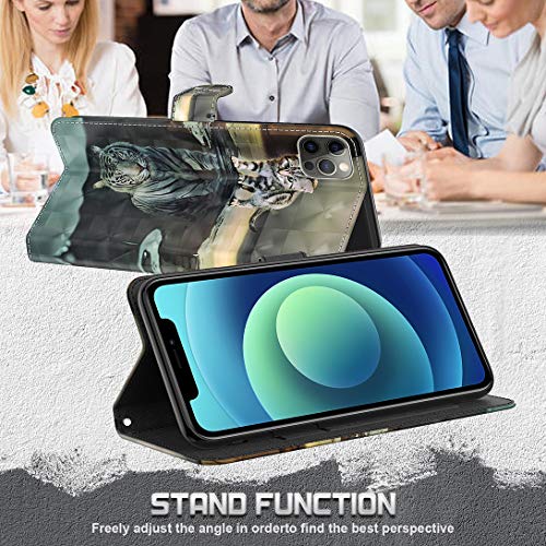 Pheant Compatible con Xiaomi Redmi Note 10 Pro Funda Libro - Carcasa con Correa de Mano,Soporte Plegable,Ranuras para Tarjetas,Absorción de Choque - Dibujo 3D Tigre Gato
