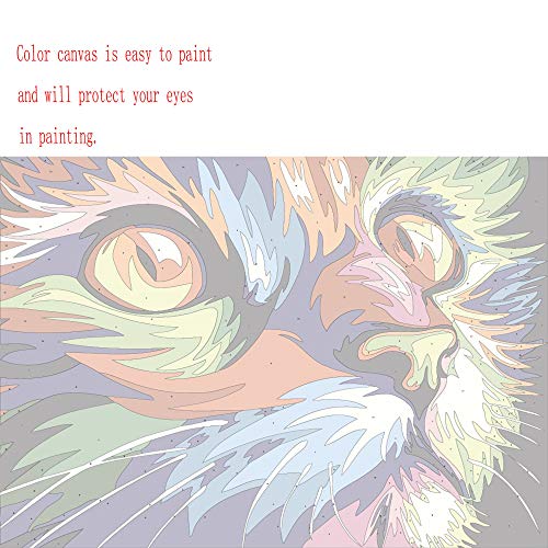 Pinte por Number Kit, Diy Pintura al óleo Dibujo Gato Lienzo colorido con cepillos Decoración Decoraciones Regalos de Navidad - 16 * 20 pulgadas sin marco
