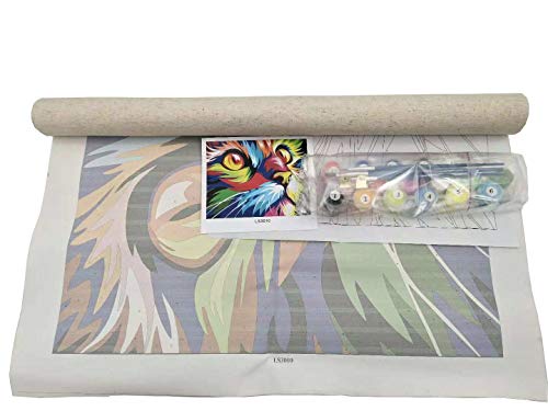 Pinte por Number Kit, Diy Pintura al óleo Dibujo Gato Lienzo colorido con cepillos Decoración Decoraciones Regalos de Navidad - 16 * 20 pulgadas sin marco