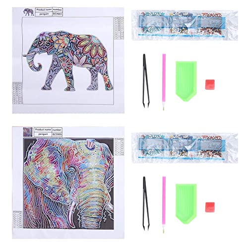 Pintura diamante bricolaje elefante especial en forma de 5d taladro completo punto de cruz pintura para la decoración casera 2 unids