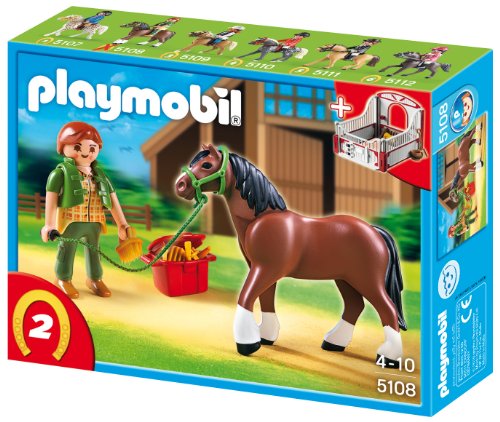 PLAYMOBIL - Shire con establo, Color Rojo y Gris (5108)