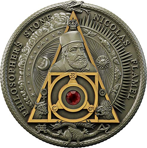 Power Coin Nicolas Flamel Piedra Filosofal 2 Oz Moneda Plata 2$ Niue 2021