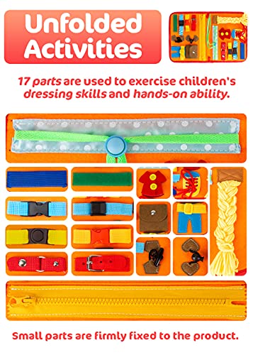 Pristar Toddler Busy Board, Tablero de Actividad Sensorial Montessori para 1-3 Niños, Juguetes Sensoriales Educativos Tempranos con Tiempo, Alfabeto, Hebillas, Cremallera, Cordones, Botones, Trenza