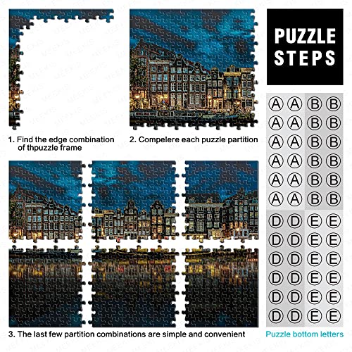 Puzzle 1000 Piezas Edificio Canal casa Noche reflexión Papel Rompecabezas 38x26 cm Damas Rompecabezas decoración de Halloween