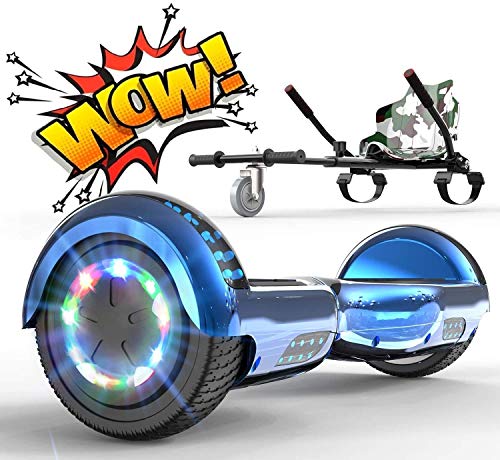 RCB Hoverboard 6.5 y Hoverkart Overboard con Bluetooth Hoverboards con Luces LED Asiento Sólido niños