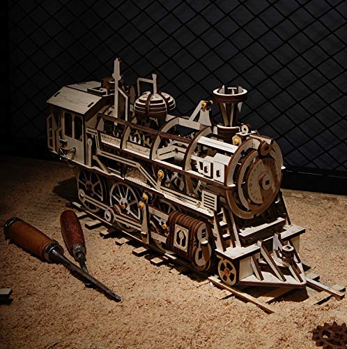 ROKR Modelo del Arte de la Locomotora del Rompecabezas de Madera del Corte 3D del Laser de con los Juguetes mecánicos del Engranaje-Mejores para los Muchachos y Las Muchachas (Locomotive)