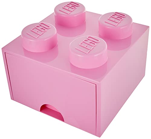 Room Copenhagen 4005 Lego Ladrillo 4 pomos, 1 cajón, Caja de almacenaje apilable, 4,7 l, Legion/Light Purple, 25 x 25 x 18 cm