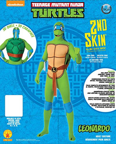 Rubies Disfraz Oficial de Leonardo 2ª Piel de Tortugas Ninja para Adultos, tamaño Mediano