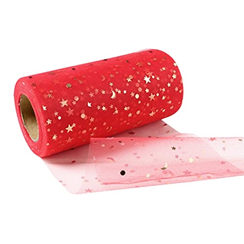 RUIXINLI Rollo de Tul de Lentejuelas Estrella Bricolaje Falda de Mesa Colorido Tul Roll Bricolaje Arcos de la decoración de la Boda Compromiso 25 Yardas 14cm (Color : R, Size : 1pc)