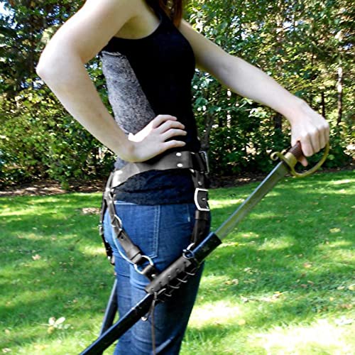 Runsmooth Accesorio de Disfraz Larp, Soporte para Machete Medieval, cinturón de Caballero, Rana de Cuero renacentista, Funda de estoque para Cosplay
