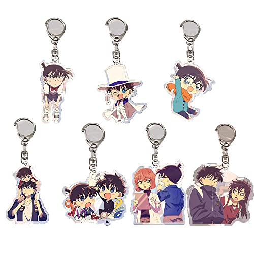 S-TZYY Detective Conan Llavero, Kudo Shinichi Chaverio Anime Acrílico Llavero de Dibujos Colgante Unisex Dibujos Cosplay Accesorios 7piezas 6cm