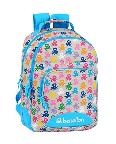 safta 612052773 Mochila Doble con cantoneras Adaptable a Carro Benetton, Multicolor (Logo)