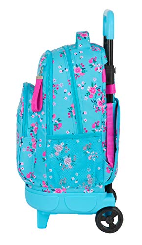 Safta Mochila Escolar con Carro Incluido y Espalda Acolchada de VMB Bohemian, 330x220x450mm, turquesa/rosa