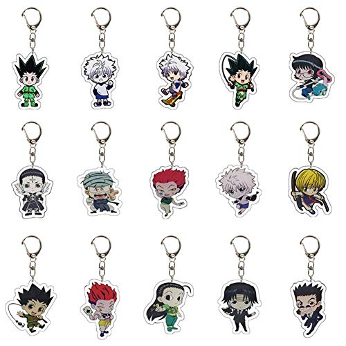 Saicowordist Hunter × Hunter llavero de dibujos animados transparente de doble cara acrílico colgante llavero accesorios anime fans regalo (Gon Freecss 02)