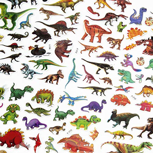 SAVITA Pegatinas de dinosaurio Pegatinas hinchadas en 3D para niños, Ickers Pequeñas Animales Infantiles, 300+ 24 hojas de adhesivos para el libro de recuerdos de recompensas Haciendo dinosaurios