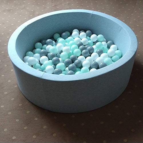 Selonis Blanda Piscina De Espuma 90X30cm/200 Bolas para Bebé Niño Redonda, Gris Clr:Blanco,Gris,Rosa Clr