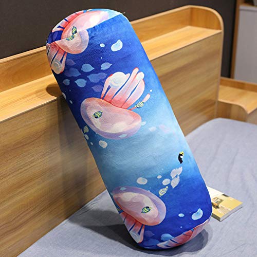 Sensiabl Simple estilo nórdico almohada larga felpa juguete tira larga impresión cojín almohada bebé comodidad juguete creativo regalo azul real 100 * 20 cm