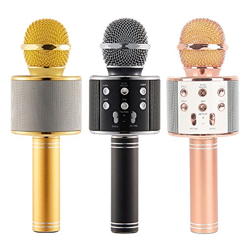 Shalleen 1 unids WS-858 inalámbrico Karaoke micrófono de mano USB KTV reproductor Bluetooth micrófono altavoz