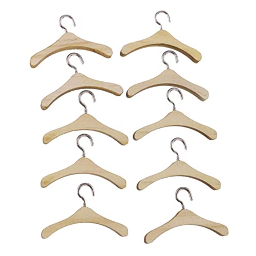 Sharplace Perchas de Ropa de Madera Duraderas Terminadas Naturales para BJD 18 Pulgadas Tío Muñecas 10 Paquete - 10cm