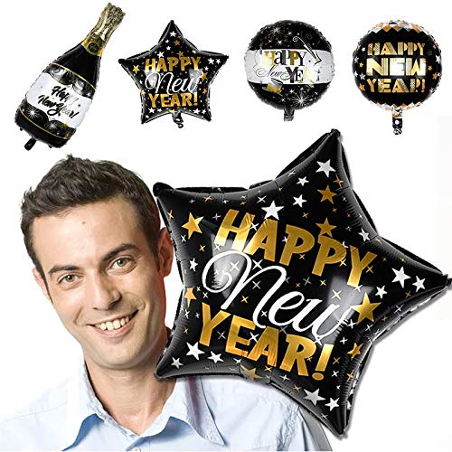SHENGDANJIE Adornos de Navidad Año Nuevo 2020 Número Foil Balloon Gold Silver Black Star Balloon For Christmas New Year Party Home Bolas Inflables Decoración