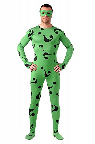 shoperama Hombre Traje De Cuerpo Entero Riddler Disfraz Super Hero Gotham Super Held