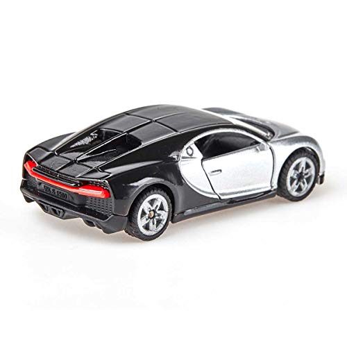 siku 1508, Coche deportivo Bugatti Chiron, Vehículo de juguete para niños, Metal/Plástico, Plateado/Negro, Apertura de puertas