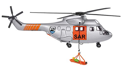 siku 2527 Helicóptero de transporte SAR, Incl. Camilla y figura de juguete para rescate, Cabrestante automático, 1:50, Metal/Plástico, Plateado