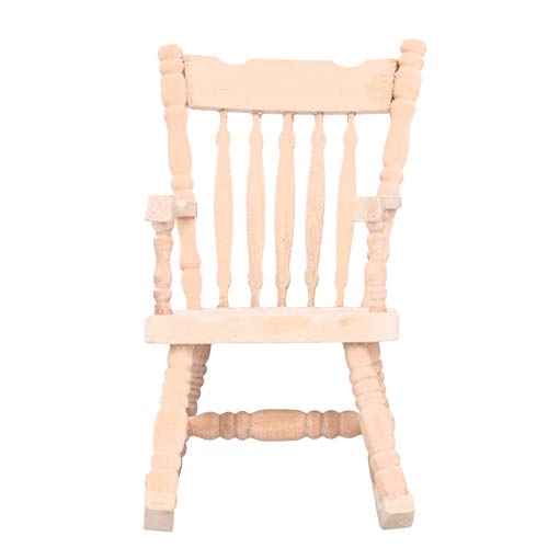 Silla Mecedora, Juguete para Muebles, Balancín de Madera, Duradero para la Decoración del Hogar de la Casa de Muñecas, Regalo para el Festival de los Niños(Color Madera)