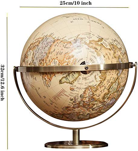 SILOLA Globo Antiguo de 10 'con Base de Metal, Mundo de Escritorio político Decorativo Vintage para educación de Aprendizaje de Adornos de decoración