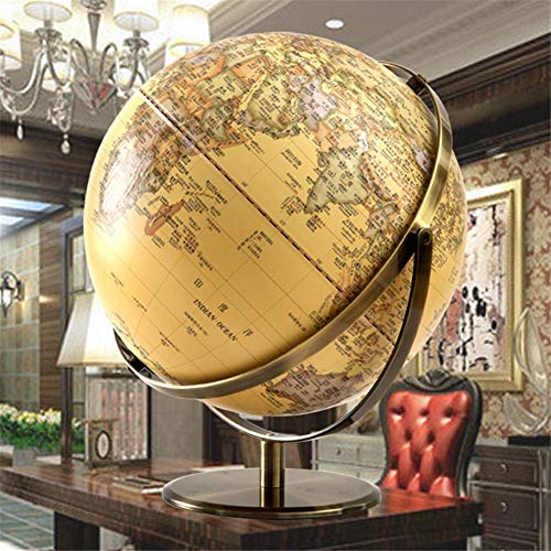 SILOLA Globo Antiguo de 10 'con Base de Metal, Mundo de Escritorio político Decorativo Vintage para educación de Aprendizaje de Adornos de decoración