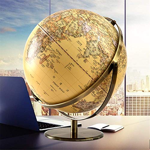 SILOLA Globo Antiguo de 10 'con Base de Metal, Mundo de Escritorio político Decorativo Vintage para educación de Aprendizaje de Adornos de decoración