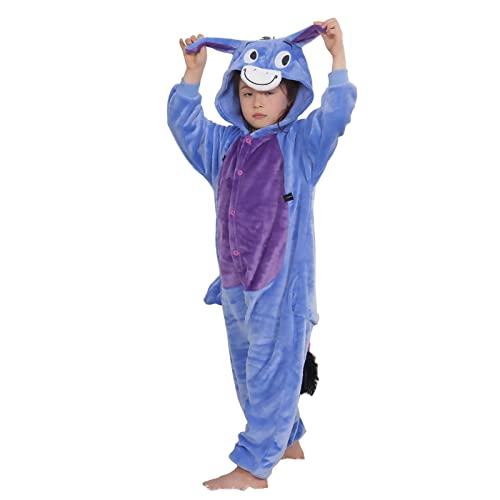SLDAGe Pijamas De Animales Para Niños, Onesies Para Niños Y Niñas, Ropa De Dormir Con Capucha, Ropa De Casa, Divertido Disfraz De Cosplay, Fiesta De Navidad, Disfraz De Carnaval, Regalo,Azul,110 yards