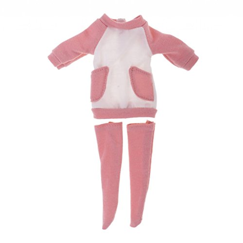 SM SunniMix Ropa de Muñeca 1/6, Conjunto Informal de Sudadera Y Calcetines de Manga Larga para Muñecas Blythe Licca de 12 Pulgadas, Conjunto de Ropa (4 Colores Pa - Rosa Claro