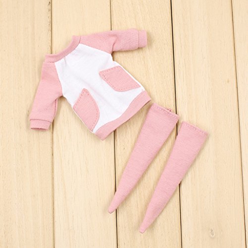 SM SunniMix Ropa de Muñeca 1/6, Conjunto Informal de Sudadera Y Calcetines de Manga Larga para Muñecas Blythe Licca de 12 Pulgadas, Conjunto de Ropa (4 Colores Pa - Rosa Claro