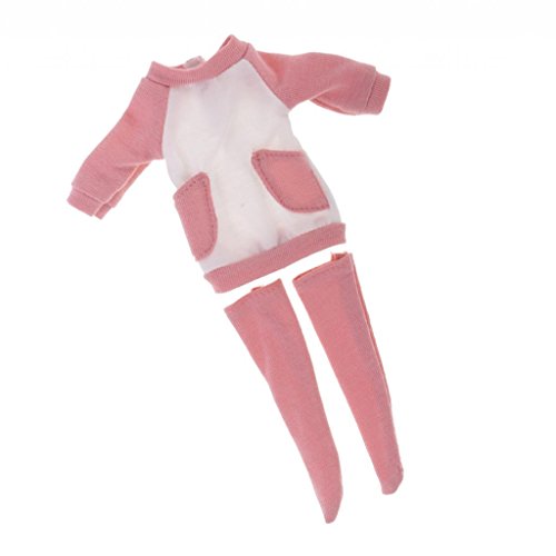 SM SunniMix Ropa de Muñeca 1/6, Conjunto Informal de Sudadera Y Calcetines de Manga Larga para Muñecas Blythe Licca de 12 Pulgadas, Conjunto de Ropa (4 Colores Pa - Rosa Claro