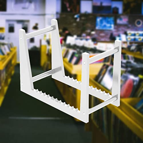 SM SunniMix Soporte para Discos de Vinilo acrílico Fácil Acceso Pantalla Moderna DVD CD Soporte para álbum Organizador Shlef Sostiene 50 LP de 12 "o Discos de 7" - Blanco