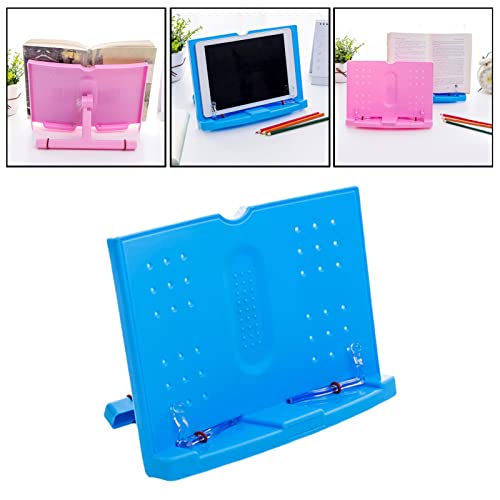 SM SunniMix Soporte para Libros Plegable Soporte para Libros de Cocina con Clips de página para Recetas, Documentos, Libros de Texto, Libros de música - Blue