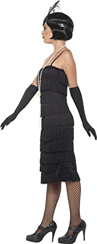 Smiffys-45502s Disfraz de Chica años 20, con Vestido Largo, Diadema y Guantes, Color Negro, S-EU Tamaño 36-38 (Smiffy'S 45502S)