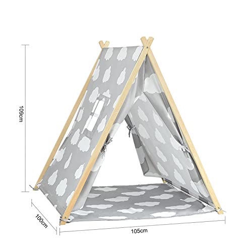 SoBuy OSS02-F01 Tienda de campaña Infantil, Tienda Tipi - Tienda de campaña Interior para niños con 2 Puertas y una Ventana 105 x 109 x 100 cm ES