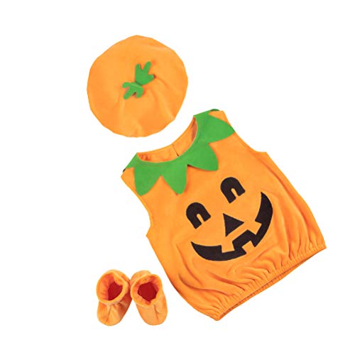 SOIMISS1 Unidades Disfraz de Rendimiento para niños de Halloween Ropa de Foto con temática de Calabaza Linda Abrigo para bebé Sombrero Calcetines Kit Infantil Niños Trajes Aptos para 90 cm
