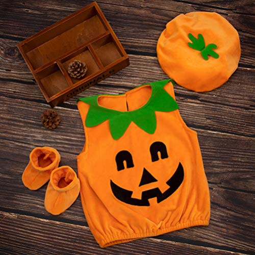 SOIMISS1 Unidades Disfraz de Rendimiento para niños de Halloween Ropa de Foto con temática de Calabaza Linda Abrigo para bebé Sombrero Calcetines Kit Infantil Niños Trajes Aptos para 90 cm