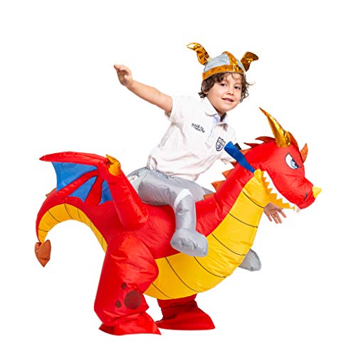 Spooktacular Creations Disfraz Inflable de dragón Montando un dragón de Fuego Inflable Halloween – Niño, 4-6 años, Rojo, Niño