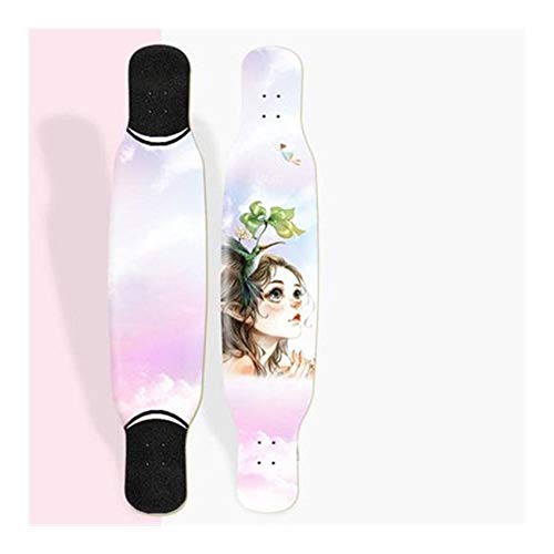SSN 4 Rondas Junta monopatín Largo Adultas niños y niñas Principiantes Bailando Longboard de Arce Tablas de Skate de Madera 120x25x11cm (Color : C)