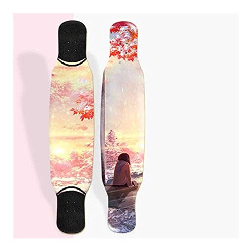 SSN 4 Rondas Junta monopatín Largo Adultas niños y niñas Principiantes Bailando Longboard de Arce Tablas de Skate de Madera 120x25x11cm (Color : D)
