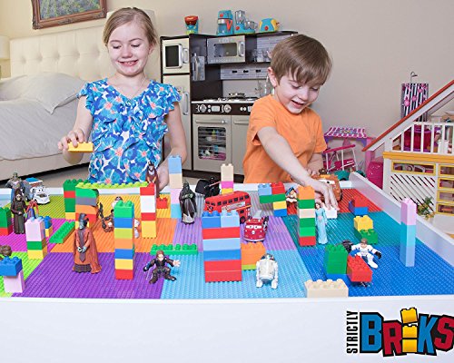 Strictly Briks - 24 Bases clásicas para Construir - para Hacer Torres, mesas y Mucho más - 100 % Compatible con Todas Las Grandes Marcas - 24 Colores - 25,4 x 25,4 cm