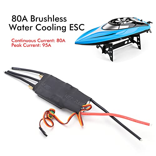 Surebuy 80a ESC sin Escobillas de Refrigeración por Agua, Resistente Al Agua 80a ESC de Aleación de Aluminio para Barco RC