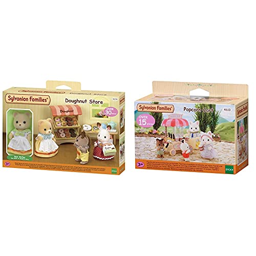 Sylvanian Families 5239 Tienda Donuts + 4610 Popcorn Cart Mini muñecas y Accesorios